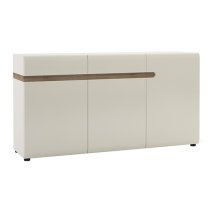 Cheya Sideboard 3 Door 2 Drawers In White Gloss And Truffle Oak