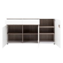 Cheya Sideboard 3 Door 2 Drawers In White Gloss And Truffle Oak