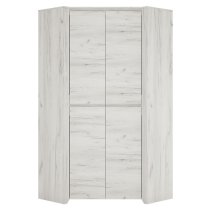 Alink Corner Wooden 2 Doors Wardrobe In White