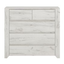 Alink Wooden Chest Of Drawers In White With 5 Drawers