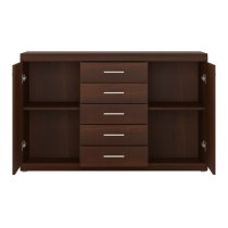 Impro Wooden Sideboard In Dark Mahogany With 2 Doors 5 Drawers