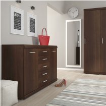 Impro Wooden Sideboard In Dark Mahogany With 2 Doors 5 Drawers