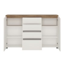 Toltec Wooden Sideboard In Oak And White High Gloss 4 Drawers