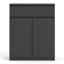 Nakou Wooden 2 Doors 1 Drawer Sideboard In Matt Black