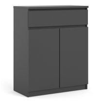 Nakou Wooden 2 Doors 1 Drawer Sideboard In Matt Black