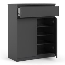 Nakou Wooden 2 Doors 1 Drawer Sideboard In Matt Black