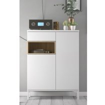 Romtree Wooden 2 Doors 1 Drawer Highboard In White And Oak