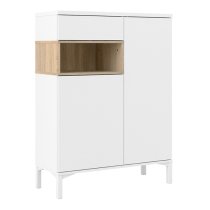 Romtree Wooden 2 Doors 1 Drawer Highboard In White And Oak