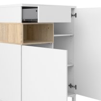 Romtree Wooden 2 Doors 1 Drawer Highboard In White And Oak