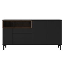 Romtree Wooden 3 Doors 3 Drawers Sideboard In Black And Walnut