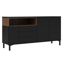 Romtree Wooden 3 Doors 3 Drawers Sideboard In Black And Walnut