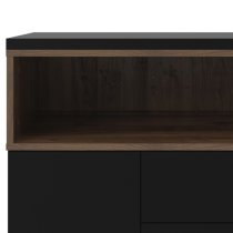 Romtree Wooden 3 Doors 3 Drawers Sideboard In Black And Walnut