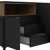 Romtree Wooden 3 Doors 3 Drawers Sideboard In Black And Walnut