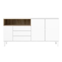 Romtree Wooden 3 Doors 3 Drawers Sideboard In White And Oak