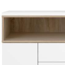 Romtree Wooden 3 Doors 3 Drawers Sideboard In White And Oak