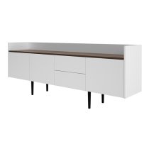 Unka Wooden 3 Doors 2 Drawers Sideboard In Walnut And White