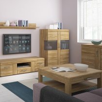 Corco Low Wide 2 Doors Display Cabinet In Grandson Oak