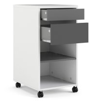 Frosk Mobile Office Pedestal In White And Grey With 2 Drawers