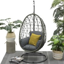 Paneya Synthetic Rattan Hanging Swing Chair In Rope Moss Green