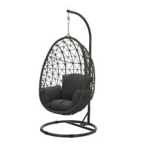 Paneya Synthetic Rattan Hanging Swing Chair In Rope Moss Green