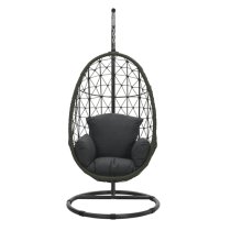 Paneya Synthetic Rattan Hanging Swing Chair In Rope Moss Green