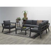 Colap Corner Sofa With Coffee Table And Armchair In Carbon Black