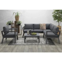 Colap Corner Sofa With Coffee Table And Armchair In Carbon Black