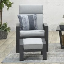 Mintly Reclining Armchair With Footstool In Carbon Black