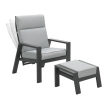 Mintly Reclining Armchair With Footstool In Carbon Black