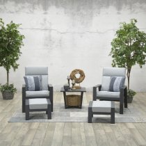 Mintly Reclining Armchair With Footstool In Carbon Black