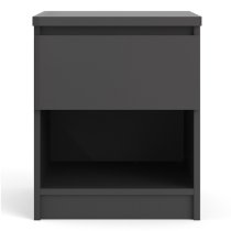 Nakou 1 Drawer 1 Shelf Bedside Cabinet In Matt Black