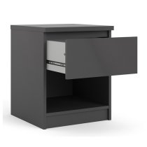 Nakou 1 Drawer 1 Shelf Bedside Cabinet In Matt Black