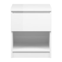 Nakou 1 Drawer 1 Shelf Bedside Cabinet In White High Gloss