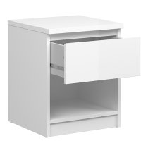 Nakou 1 Drawer 1 Shelf Bedside Cabinet In White High Gloss