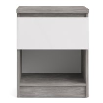 Nakou Gloss 1 Drawer 1 Shelf Bedside Cabinet In Concrete White