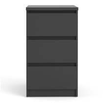 Nakou Wooden 3 Drawers Bedside Cabinet In Matt Black