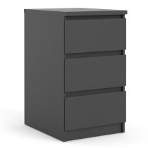 Nakou Wooden 3 Drawers Bedside Cabinet In Matt Black