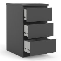 Nakou Wooden 3 Drawers Bedside Cabinet In Matt Black