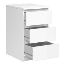 Nakou High Gloss 3 Drawers Bedside Cabinet In White