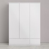 Nakou High Gloss 3 Doors 2 Drawers Wardrobe In White