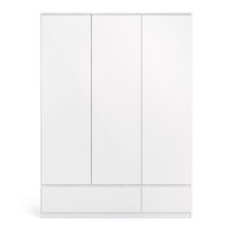 Nakou High Gloss 3 Doors 2 Drawers Wardrobe In White