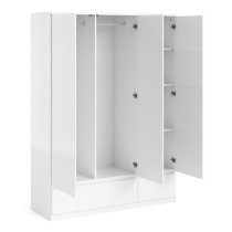 Nakou High Gloss 3 Doors 2 Drawers Wardrobe In White