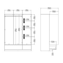 Nakou High Gloss 3 Doors 2 Drawers Wardrobe In White