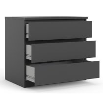 Nakou Wooden Chest Of 3 Drawers In Matt Black