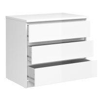 Nakou High Gloss Chest Of 3 Drawers In White