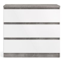 Nakou High Gloss Chest Of 3 Drawers In Concrete And White