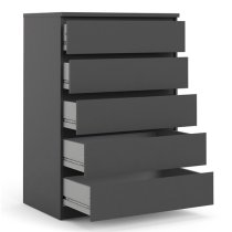 Nakou Wooden Chest Of 5 Drawers In Matt Black