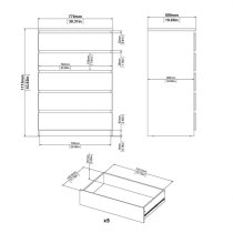 Nakou Wooden Chest Of 5 Drawers In Matt Black