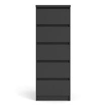 Nakou Narrow Wooden Chest Of 5 Drawers In Matt Black