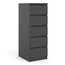 Nakou Narrow Wooden Chest Of 5 Drawers In Matt Black